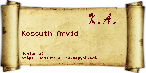Kossuth Arvid névjegykártya